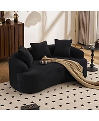 Streamdale Furniture Compact Chenille Sofa with 3 Decorative Pillows