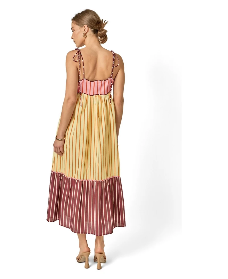 English Factory Women's Colorblock Stripe Sleeveless Midi Dress