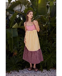 English Factory Women's Colorblock Stripe Sleeveless Midi Dress
