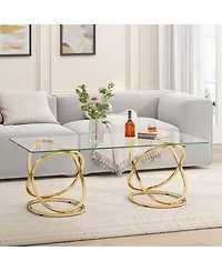 Streamdale Furniture Modern Glass Coffee Table with Ring Frames