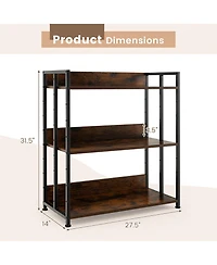 Gymax 3-Tier Industrial Bookshelf Storage Shelf Display Rack with Adjustable Shelves