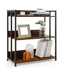 Gymax 3-Tier Industrial Bookshelf Storage Shelf Display Rack with Adjustable Shelves