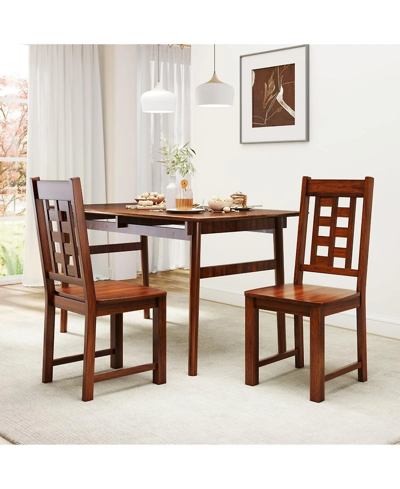Slickblue Kitchen Dining Chairs Set of 2, Solid Rubber Wood Frame Wooden Seating for Home