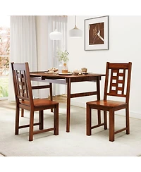 Slickblue Kitchen Dining Chairs Set of 2, Solid Rubber Wood Frame Wooden Seating for Home
