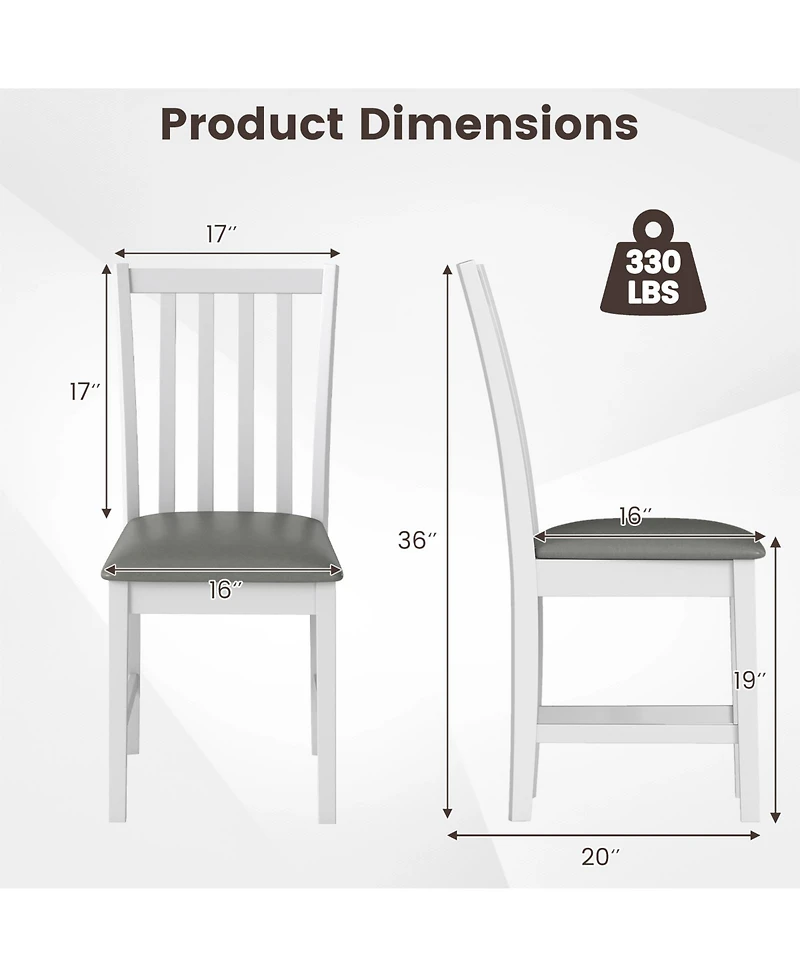 Slickblue Set of 2 Wooden Dining Chairs with Rubber Wood Frame and Comfortable Padded Seat