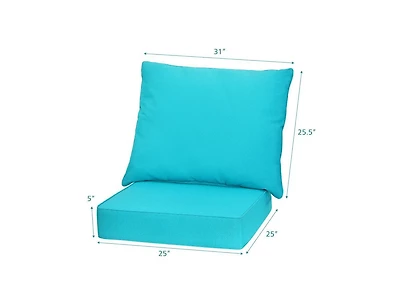 Lucky One Deep Seat Chair Cushion Set with Backrest Tie Straps Indoor Outdoor Pads