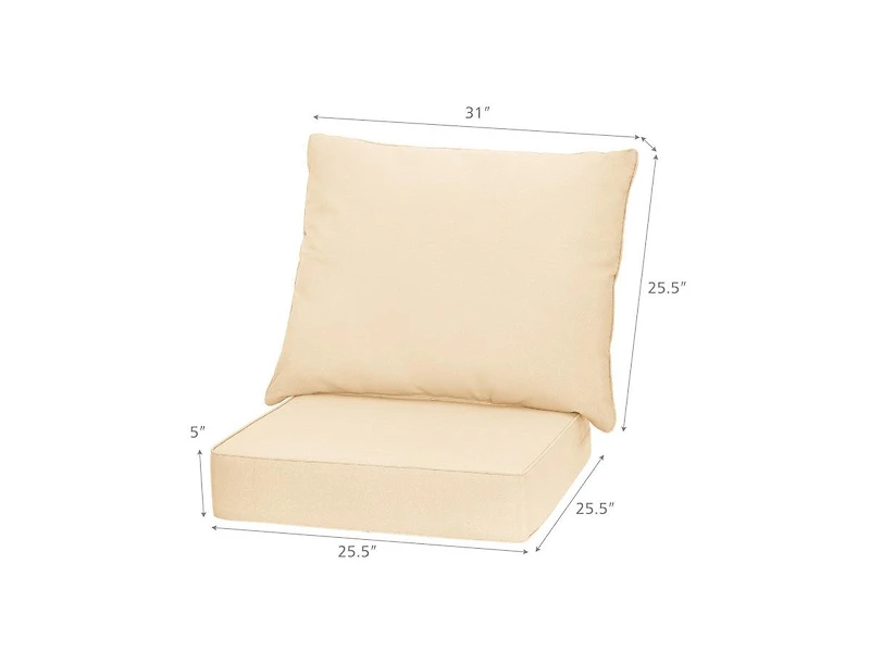 Lucky One Deep Seat Chair Cushion Set with Backrest Tie Straps Indoor Outdoor Pads