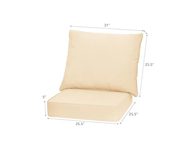 Lucky One Deep Seat Chair Cushion Set with Backrest Tie Straps Indoor Outdoor Pads