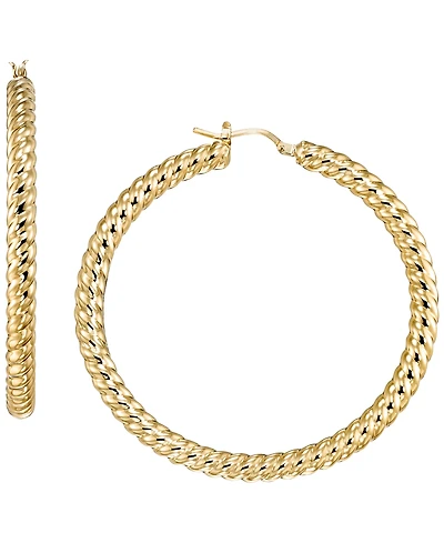 Italian Gold Twist Rope Hoop Earrings in 10k Yellow Gold