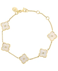 Effy Collection Simulated Pearl (10.4mm) & Diamond (1/20 ct. t.w.) Bracelet in Gold Over Silver
