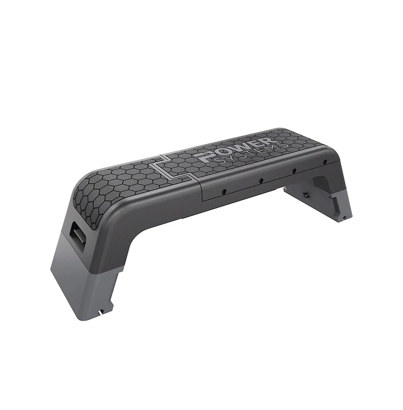 Power Systems Aerobic Deck, Adjustable Fitness Deck Bench With Adjustable Deck and Resistance Band Clips