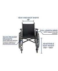 Invacare Tracer SX5 Folding Wheelchair for Adults, 18 Inch Seat, Full Arms, Everyday Use