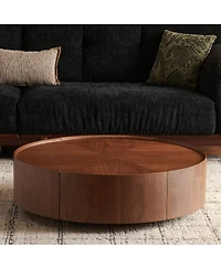 Streamdale Furniture Walnut Circular Coffee Table for Living Rooms and Offices