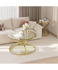 Streamdale Furniture 2-Tier Glass Coffee Table Set (Set of 2)