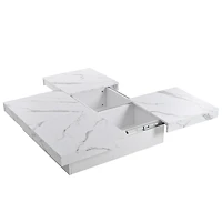 Streamdale Furniture Square Marble Veneer Coffee Table Sliding Top with Storage