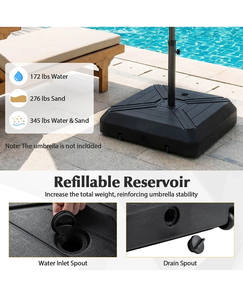 Costway Cantilever Offset Umbrella Base With Wheels, Metal Crossbar For Backyard And Poolside