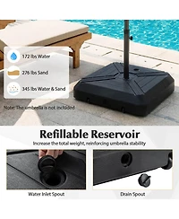 Costway Cantilever Offset Umbrella Base With Wheels, Metal Crossbar For Backyard And Poolside