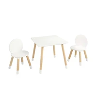 Sugift Kids Table and 2 Chairs Set for Ages 2-8, Pine Wood Activity Table with Curved Safety Edges