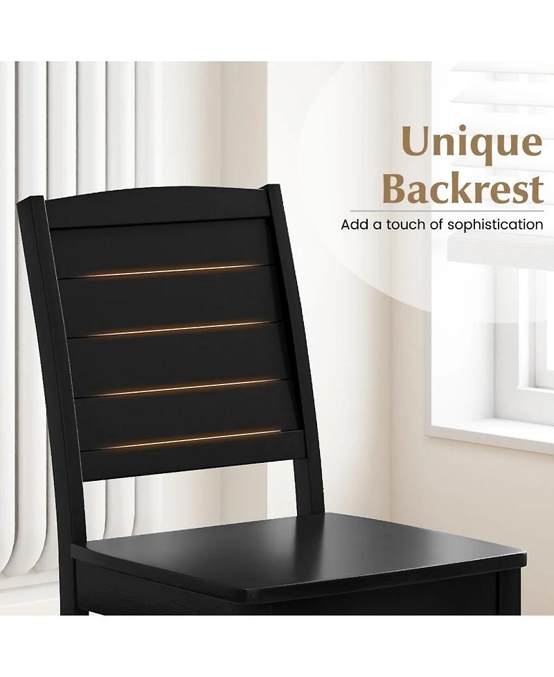 Slickblue Set of 2 Wooden Dining Chairs, Armless Kitchen Chairs with Durable Rubber Wood Legs