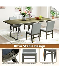 Slickblue Set of 2 High Back Upholstered Dining Chairs with Durable Rubber Wood Legs