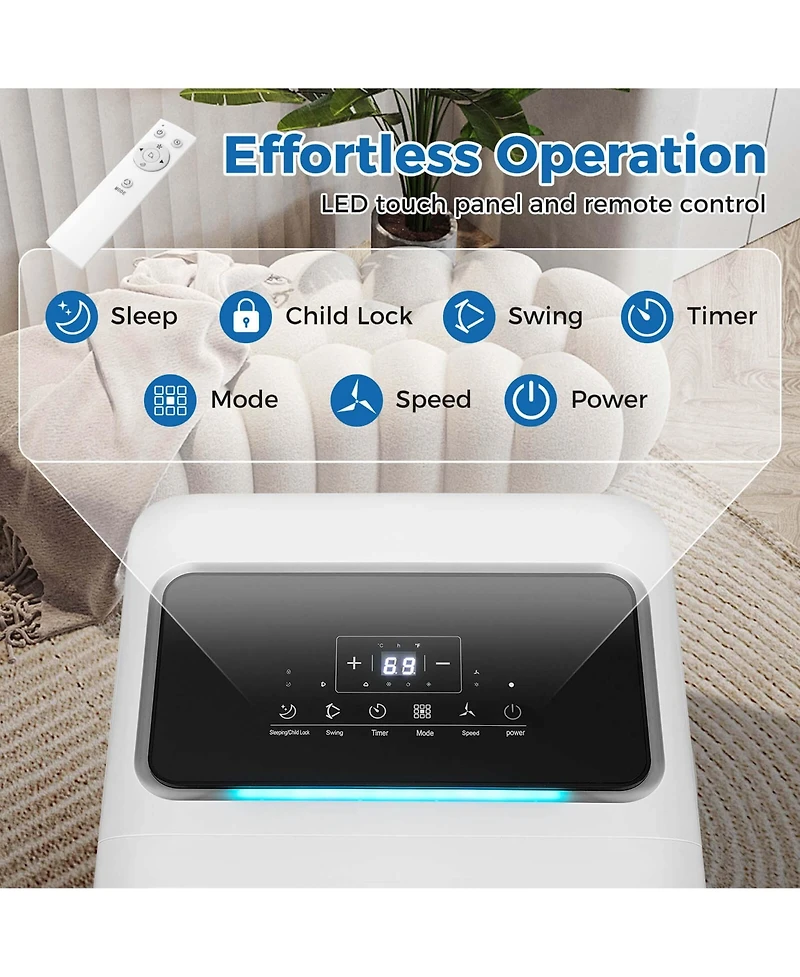 Costway 6500 Btu Portable Air Conditioner 3 in 1 Air Cooler with Fan and Dehumidifier