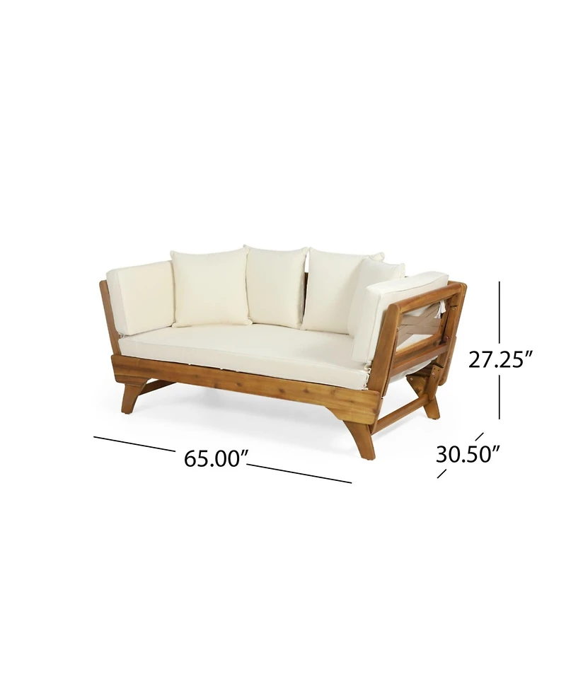 Mondawe Expandable Outdoor Daybed with Cushions - Wood Patio Couch