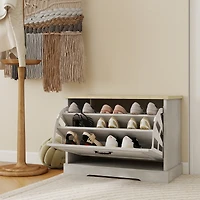 Streamdale Furniture Shoe Storage Bench with Flip Drawer and Adjustable Shelf