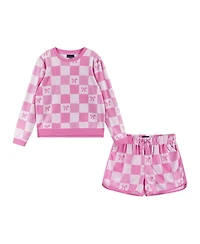 Andy & Evan Toddler Girls Checkered Bow Terry Set