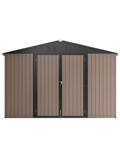 Mondawe 10' x 10' Outdoor Metal Storage Shed With Lockable Doors And Ventilation For Garden Tools