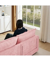 Maison Boucle Chenille Modular Sectional Sofa Couch 3 Seater with Ottoman L Shaped