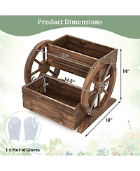 Sugift 2-Tier Raised Garden Bed Rustic Wood Wagon Shape With Drainage Holes And Wheels