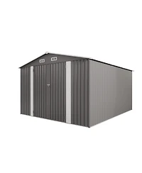 Mondawe 10 x 12 Ft Outdoor Metal Storage Shed with Double Door and Windows, Waterproof Garden Tool Shed