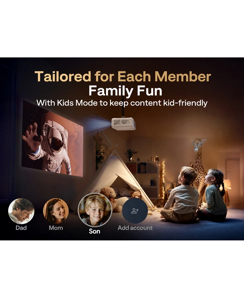 Aurzen Mini Smart Projector with NetfIix Included, Auto Focus and Keystone, 16W DoIby Audio, for Home Theater and Outdoor Use