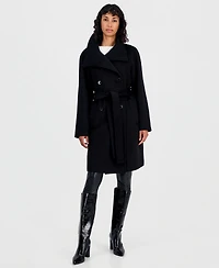 Calvin Klein Women's Double-Breasted Wrap Knit-Collared Coat