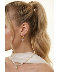 Joey Baby 2-Piece Freshwater Pearl Necklace & Heart Crystal Drop Earrings Set