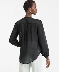 I.n.c. International Concepts Women's Long Sleeve Lace-Trim Blouse, Macy's Exclusive