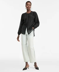 I.n.c. International Concepts Women's Long Sleeve Lace-Trim Blouse, Macy's Exclusive