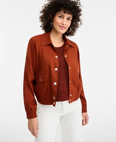 I.n.c. International Concepts Women's Linen-Blend Bomber Jacket, Macy's Exclusive