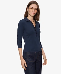 Sanctuary Petite Cotton-Blend Echo Button-Front Top