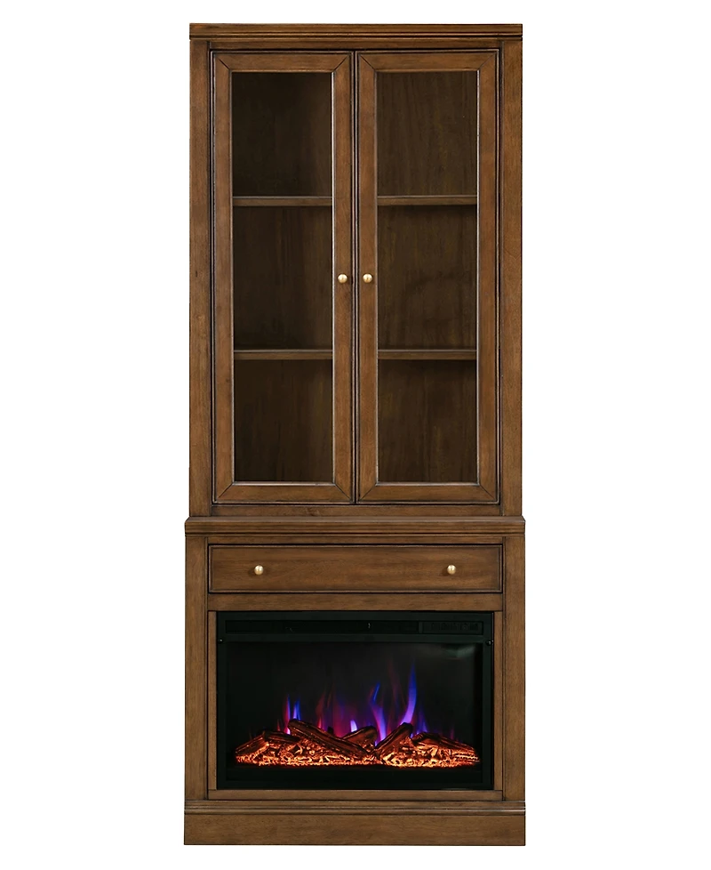Amren 32" Wood Fireplace Base with Drawer and 2-Door Hutch