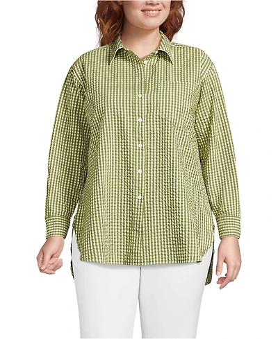 Lands' End Plus Oversized Seersucker Shirt