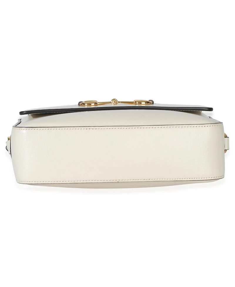 Pre-Owned Gucci White Textured Calfskin Small Horsebit 1955 Shoulder Bag