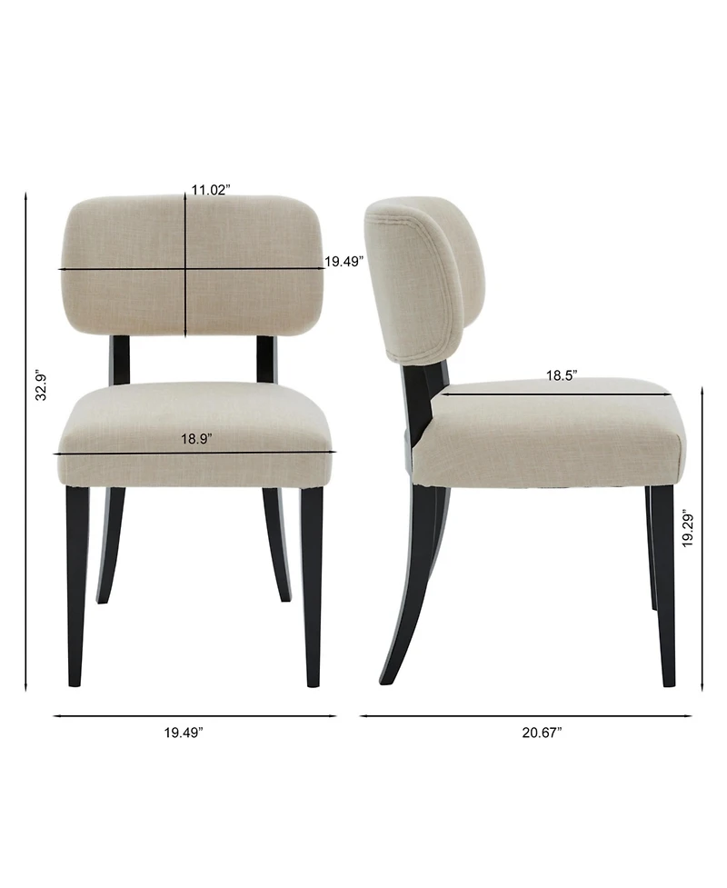 Boyel Living Wooden Dining Chairs Set of 2 Modern Fabric Upholstered Dining Room Chair Espresso