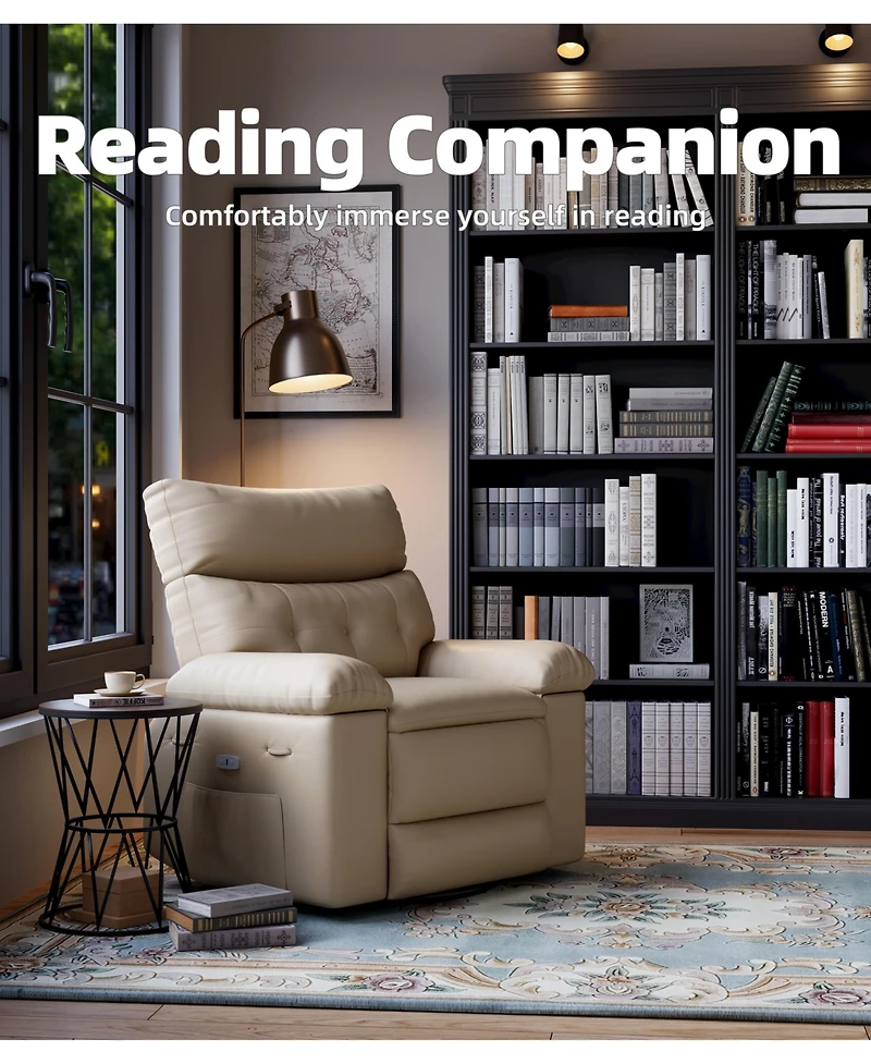gaomon Manual Swivel Recliner Sofa Chair with Side Pocket for Living Room, Bedroom