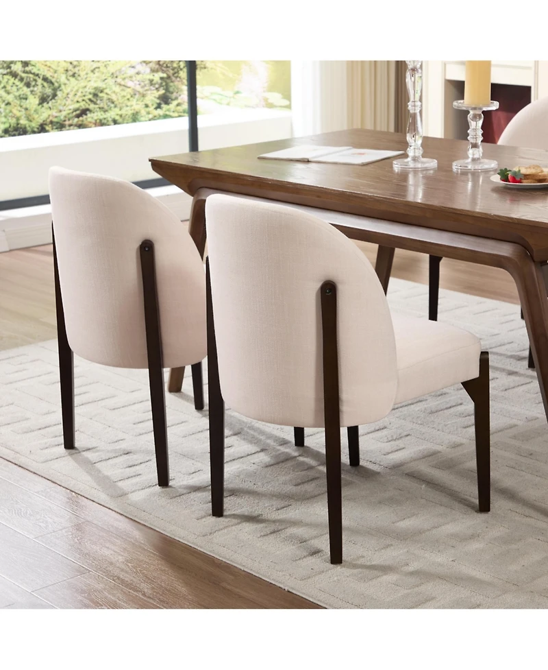 Boyel Living Wooden Dining Chairs Set of 2 Modern Fabric Upholstered Room Chair