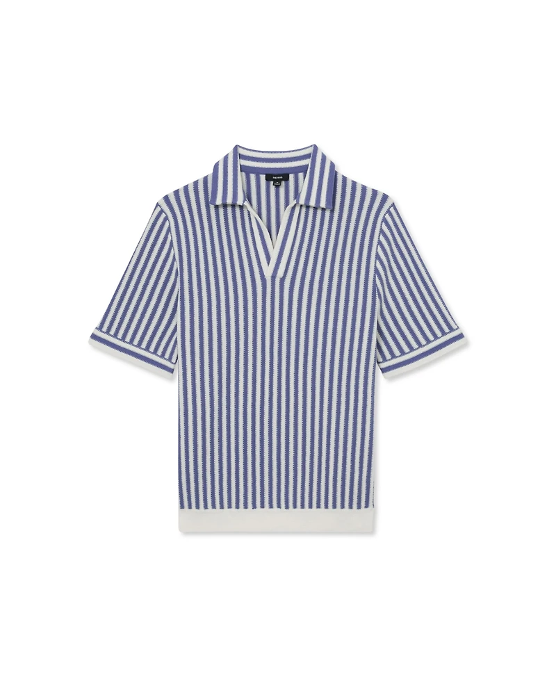 Reiss Men's Alba Open Collar Stripe Polo Shirt