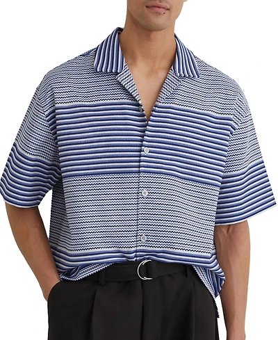 Reiss Men's Solstice Stripe Placement Cuban Shirt
