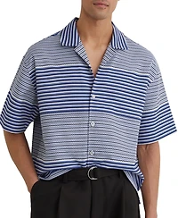Reiss Men's Solstice Stripe Placement Cuban Shirt