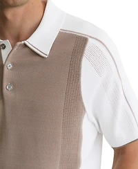 Reiss Men's Claremont Half Button Color block Polo Shirt