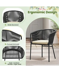 Sugift Patio Chairs Set of 4 with Seat Cushion and Curved Backrest for Patio